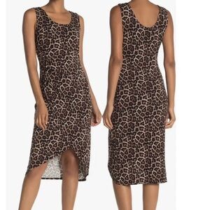 NWT!! T Tahari Brown Leopard High Low Dress Size XS